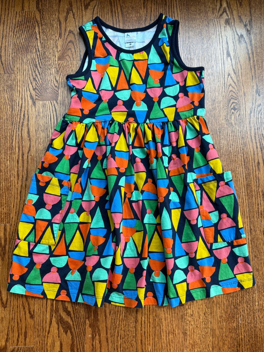 Hanna Andersson Sleeveless Dress with Bright Ice Cream Cone Print Sz 10